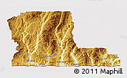Physical 3D Map of Kootenay Boundary, cropped outside
