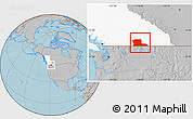 Gray Location Map of Kootenay Boundary, highlighted parent region, hill shading