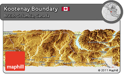 Physical Panoramic Map of Kootenay Boundary
