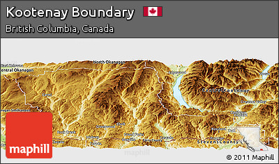 Physical Panoramic Map of Kootenay Boundary