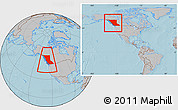 Gray Location Map of British Columbia, within the entire country, hill shading