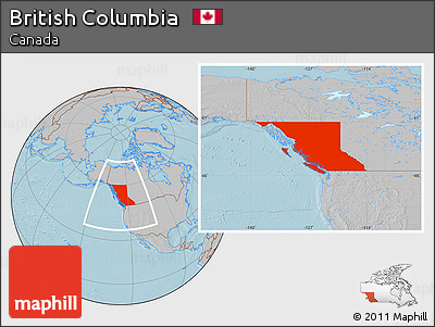 Gray Location Map of British Columbia, hill shading