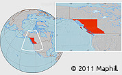 Gray Location Map of British Columbia, hill shading