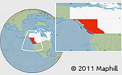 Savanna Style Location Map of British Columbia, highlighted country, hill shading