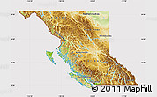 Physical Map of British Columbia, cropped outside