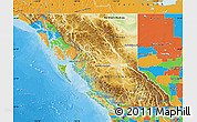 Physical Map of British Columbia, political outside