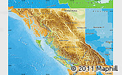 Physical Map of British Columbia, political shades outside