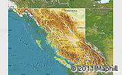 Physical Map of British Columbia, satellite outside