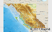 Physical Map of British Columbia, shaded relief outside