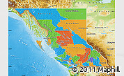 Political Map of British Columbia, physical outside