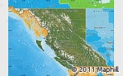 Satellite Map of British Columbia, political shades outside