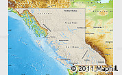 Shaded Relief Map of British Columbia, physical outside