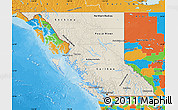 Shaded Relief Map of British Columbia, political outside