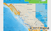 Shaded Relief Map of British Columbia, political shades outside