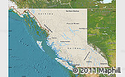 Shaded Relief Map of British Columbia, satellite outside