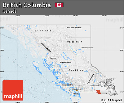 Silver Style Map of British Columbia, single color outside