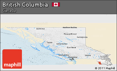 Classic Style Panoramic Map of British Columbia, single color outside
