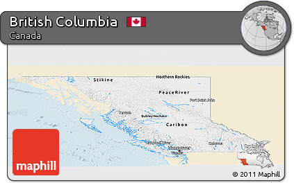 Classic Style Panoramic Map of British Columbia, single color outside