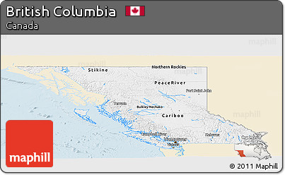 Classic Style Panoramic Map of British Columbia, single color outside