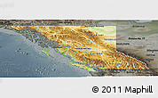 Physical Panoramic Map of British Columbia, darken, semi-desaturated