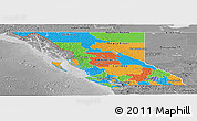 Political Panoramic Map of British Columbia, desaturated