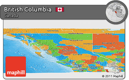 Political Panoramic Map of British Columbia