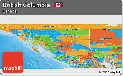 Political Panoramic Map of British Columbia