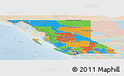 Political Panoramic Map of British Columbia, lighten