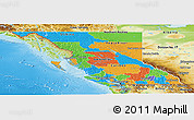Political Panoramic Map of British Columbia, physical outside