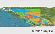 Political Panoramic Map of British Columbia, satellite outside