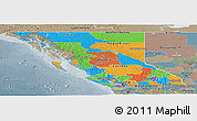 Political Panoramic Map of British Columbia, semi-desaturated