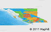 Political Panoramic Map of British Columbia, single color outside