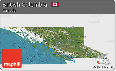 Satellite Panoramic Map of British Columbia, single color outside