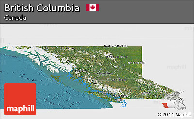 Satellite Panoramic Map of British Columbia, single color outside