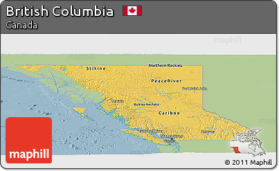 Savanna Style Panoramic Map of British Columbia, single color outside