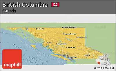 Savanna Style Panoramic Map of British Columbia, single color outside