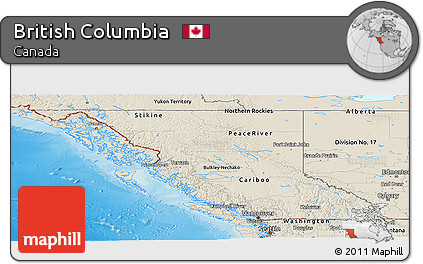 Shaded Relief Panoramic Map of British Columbia