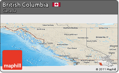 Shaded Relief Panoramic Map of British Columbia