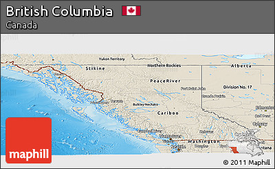 Shaded Relief Panoramic Map of British Columbia