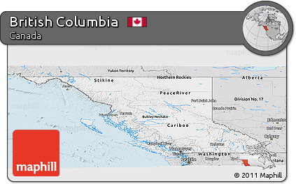 Silver Style Panoramic Map of British Columbia