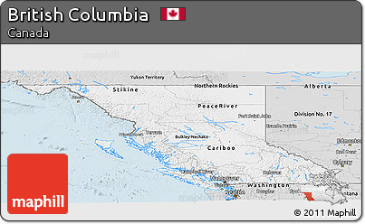 Silver Style Panoramic Map of British Columbia