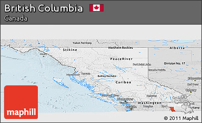 Silver Style Panoramic Map of British Columbia
