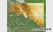 Physical Map of Peace River, satellite outside
