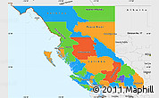 Political Simple Map of British Columbia, single color outside, borders and labels