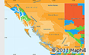 Political Shades Simple Map of British Columbia, political outside