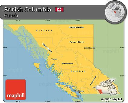 Savanna Style Simple Map of British Columbia, single color outside