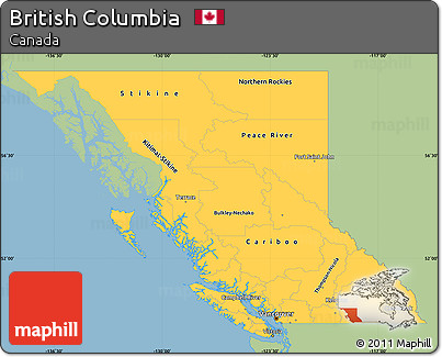 Savanna Style Simple Map of British Columbia, single color outside