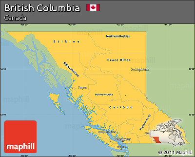 Savanna Style Simple Map of British Columbia, single color outside