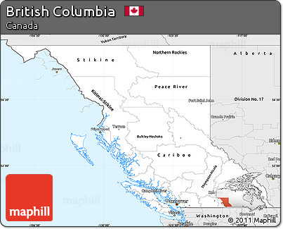 Silver Style Simple Map of British Columbia