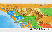 Physical 3D Map of Stikine, political outside